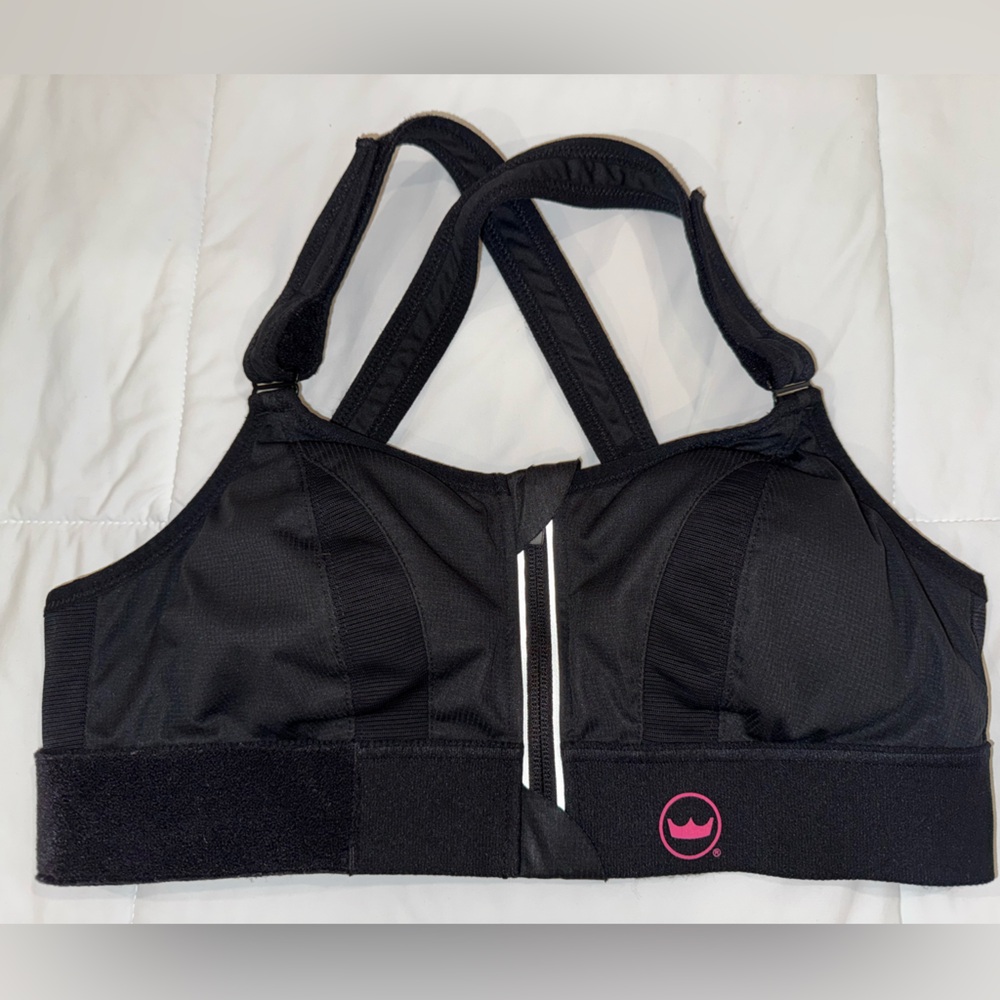 SHEFIT High Impact Ultimate Zip Front Sports Bra 110002 Black Size Medium